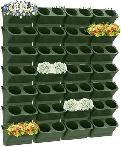 Maceta vertical de pared apilable para interiores y exteriores, con 60 bolsillos, para jardín, con riego automático, para plantas, plantas, plantas,