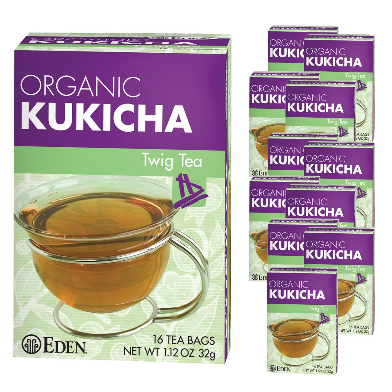 Eden Kukicha Organic Roasted Twig Tea, George Ohsawa Macrobiotic, Low Caffeine, 16 Unbleached Manila
