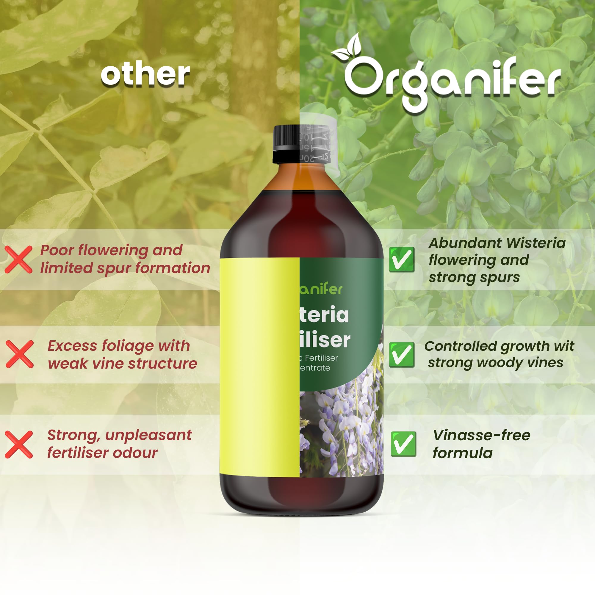 Fertilizante Líquido Para Glicina - 2x1L - NPK 2-1-8 | Abono Para Hojas Saludables Y Crecimiento Fuerte - Refuerza Raíces Y Vitalidad - Organifer