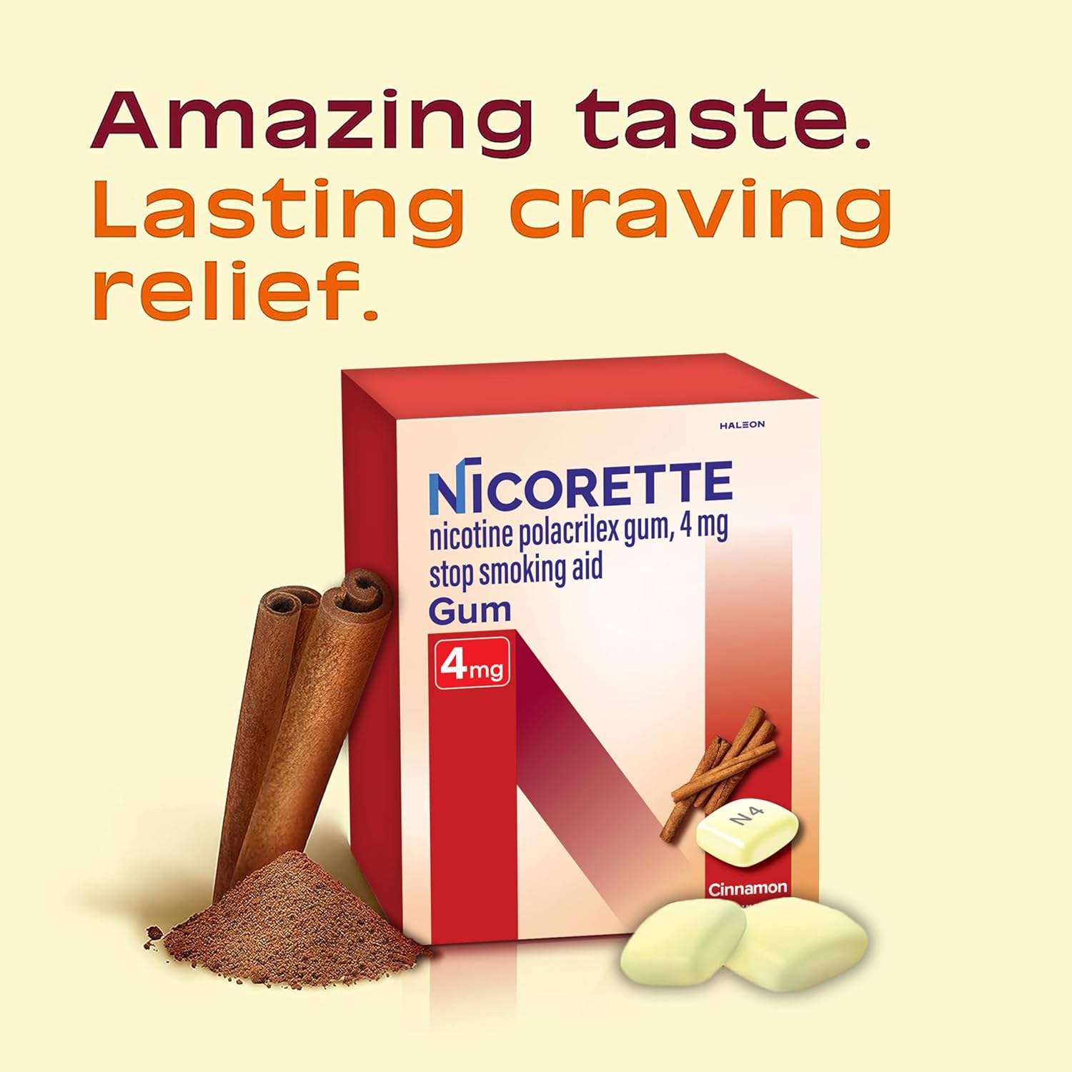 Nicorette 4 mg Nicotine Gum to Help Stop Smoking - Cinnamon Surge Flavored Stop Smoking Aid, 160 Count