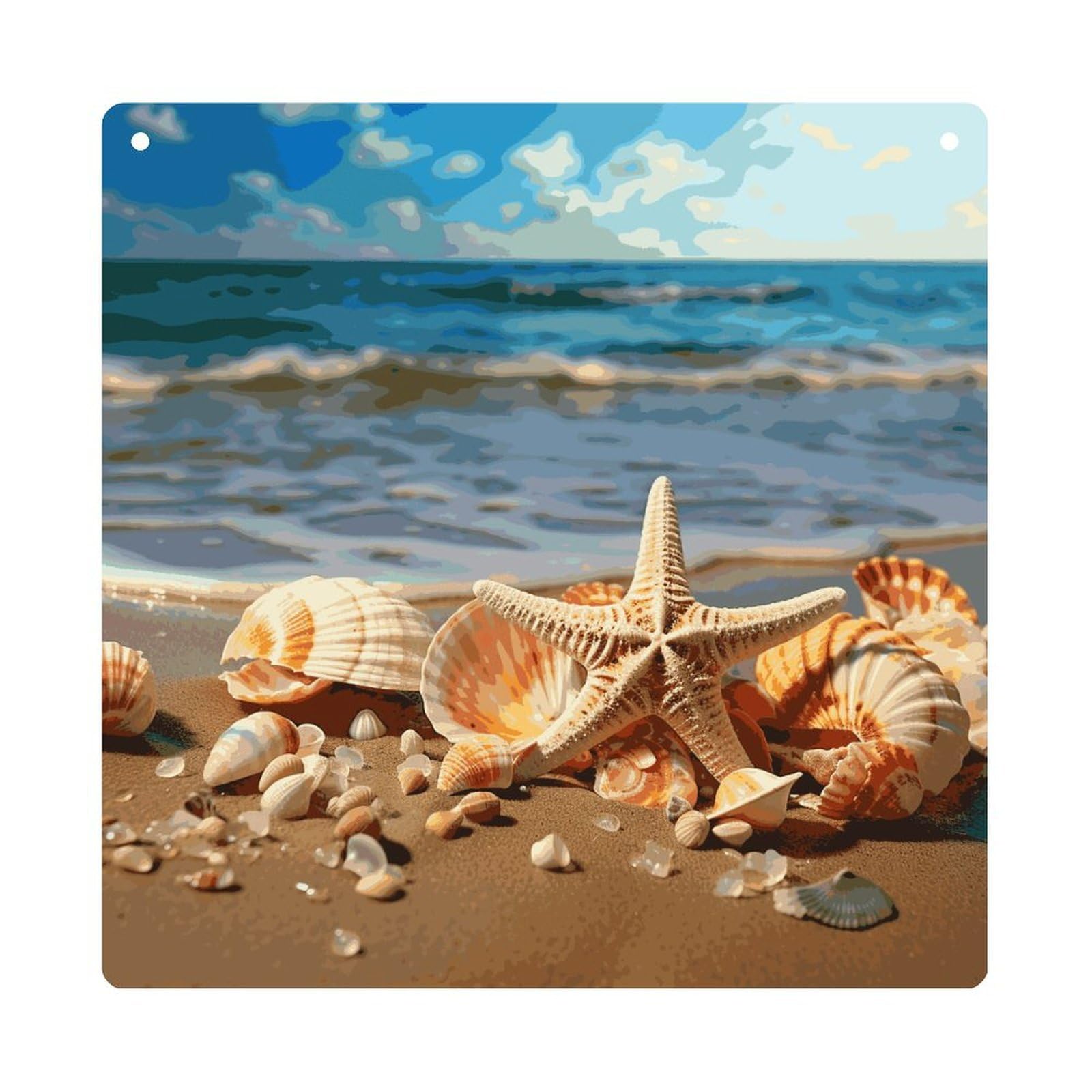 Adfgyerh Style Seashells On The Sandy Beach Hanging Ornaments Window Hanging Modern Acrylic Decor For Living Room Bedroom Dining Room Hallway Office Wall Decor, 8X8 In