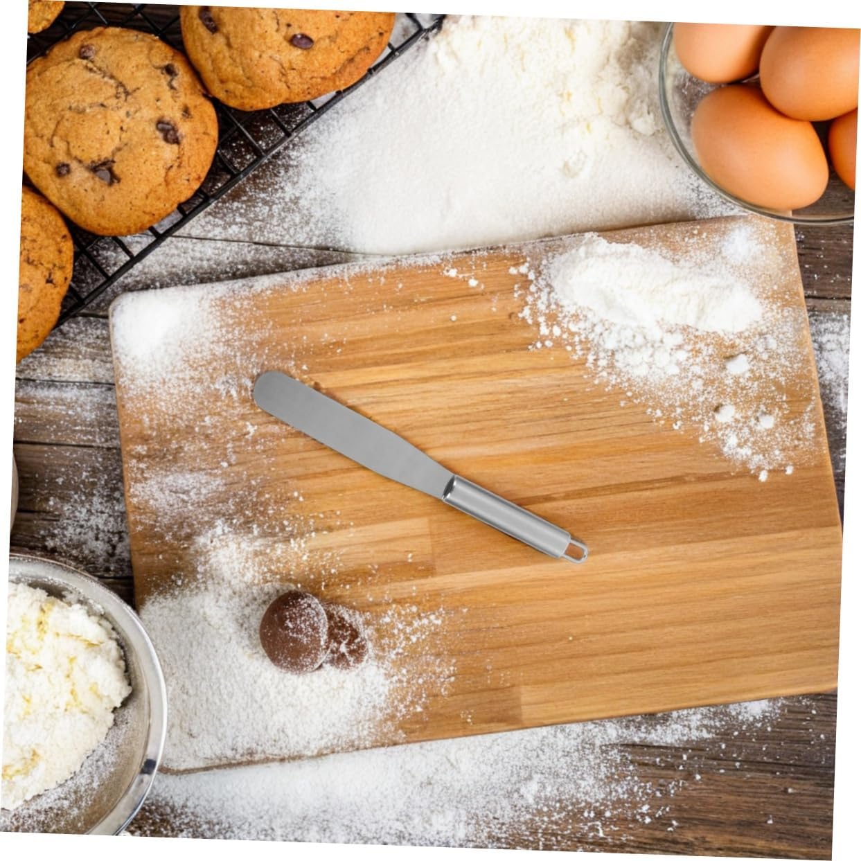 ULTECHNOVO 4pcs Stainless Steel Straight Cake Spatula Professional Icing Tools with Ergonomic Handle for Baking and Decorating Cakes Kitchen and Bakery
