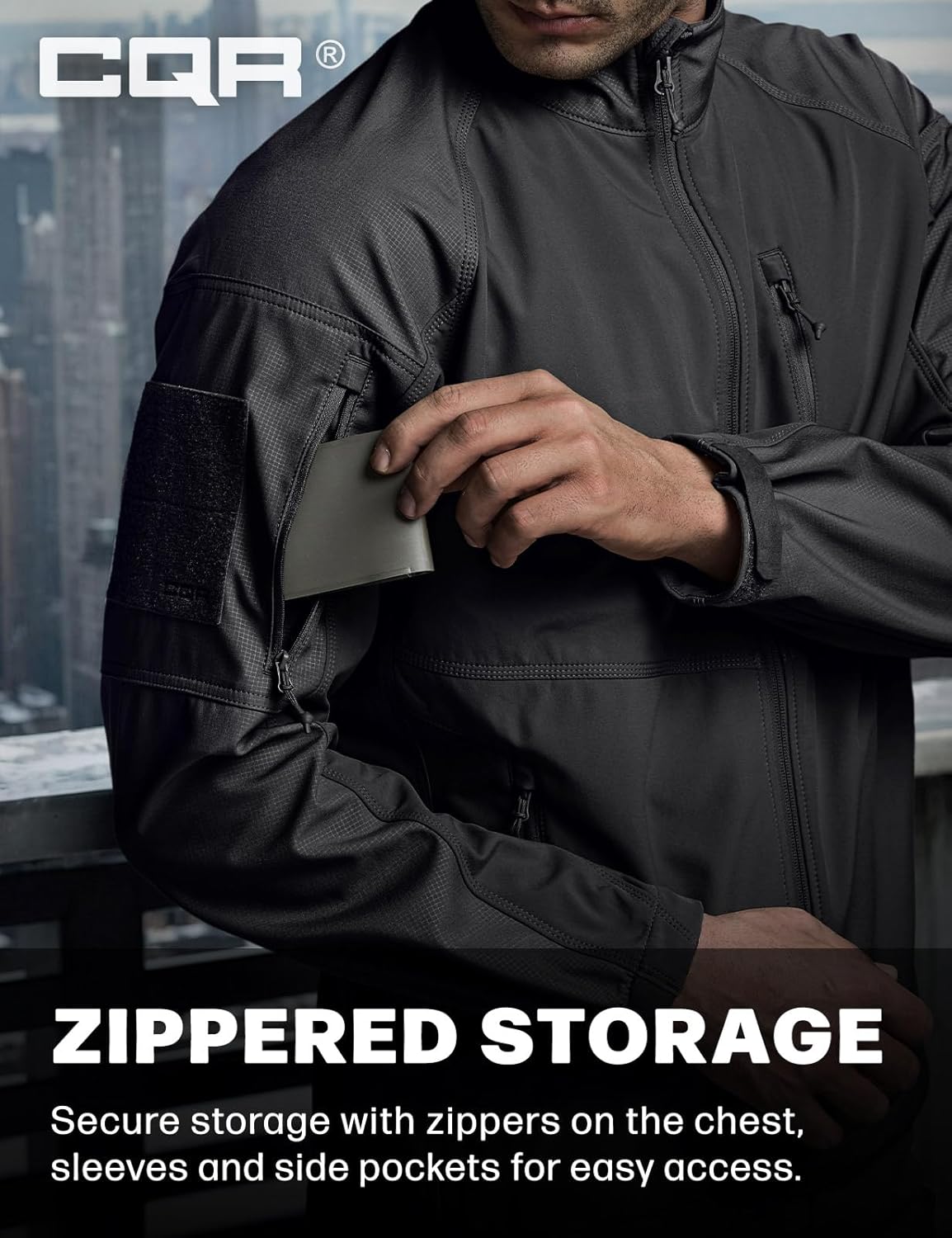 CQR Men's Tactical Softshell Jacket, Winter Warm Fleece Lined Coat, Water Resistant Outdoor Hunting Hiking Rain Windbreaker - Image 8