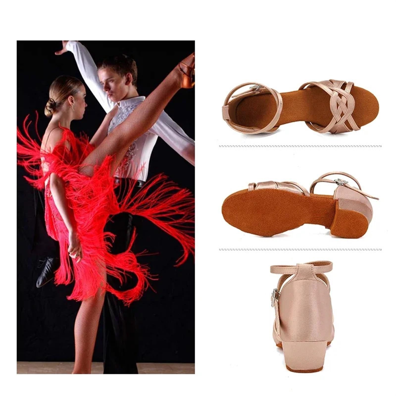 Scarpe Da Ballo Latino Americano Donna Scarpe da ballo for ragazze Scarpe da ballo da sala for bambini Scarpe da ballo for donne Scarpe da ballo for bambini Scarpe latine Sandali da salsa 3,5 cm Per F