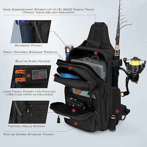 Miniatura 5 de KastKing BlowBak - Bolsa táctica de almacenamiento para aparejos de pesca, ligera, mochila de pesca, bolsa de herramientas para pesca y caza