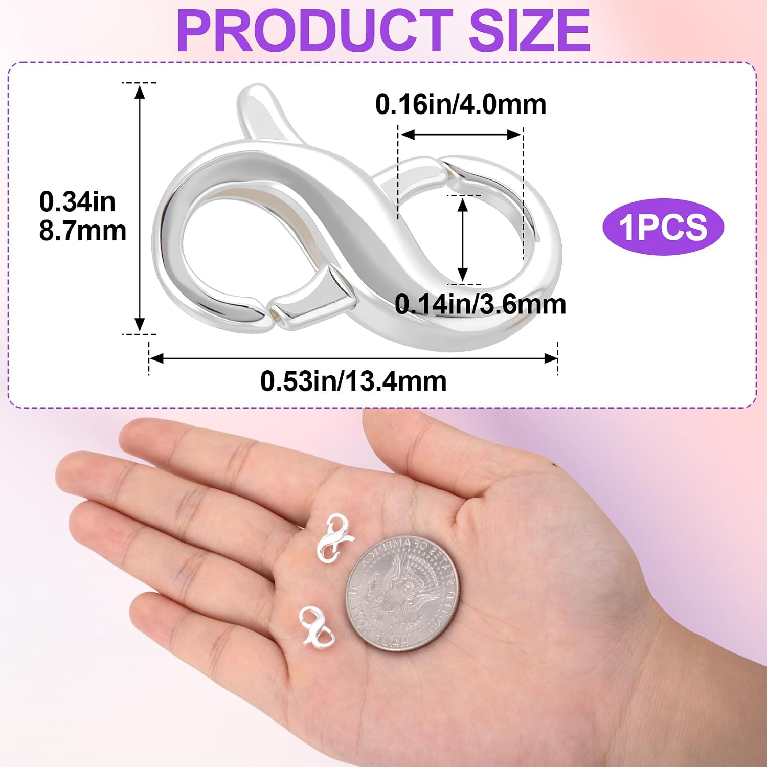 Pndeyo Silver Plated Jewelry Clasps, Double Opening Necklace Enhancer Shortener, Spring Rings Clasp Connector Carabiner for Bracelet Anklet Jewelry Making image 2