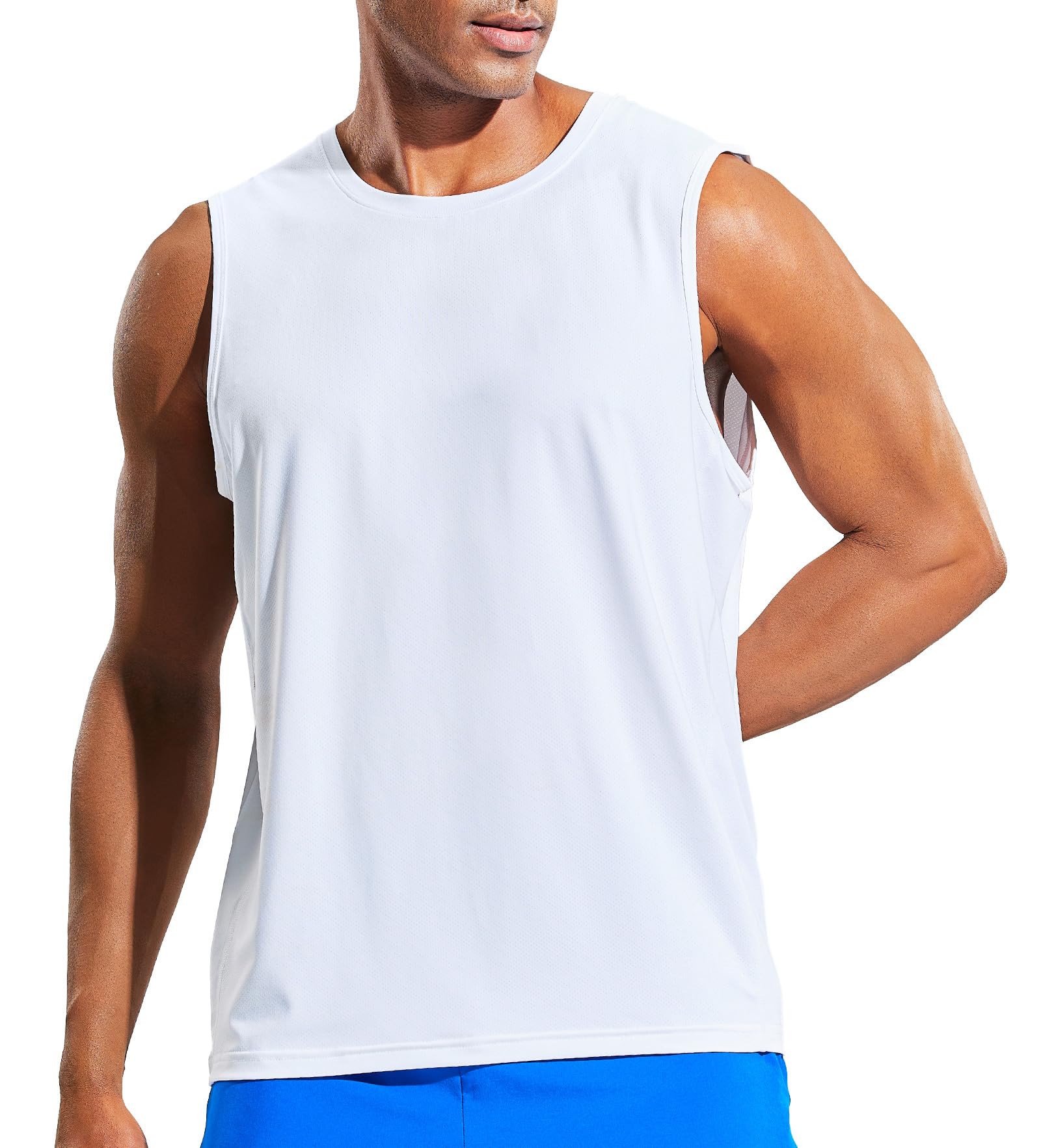 MIER Men’s Sleeveless Tank Top Dry Fit Workout Muscle Tee Shirt for Running Athletic Gym Sports Training, Moisture Wicking