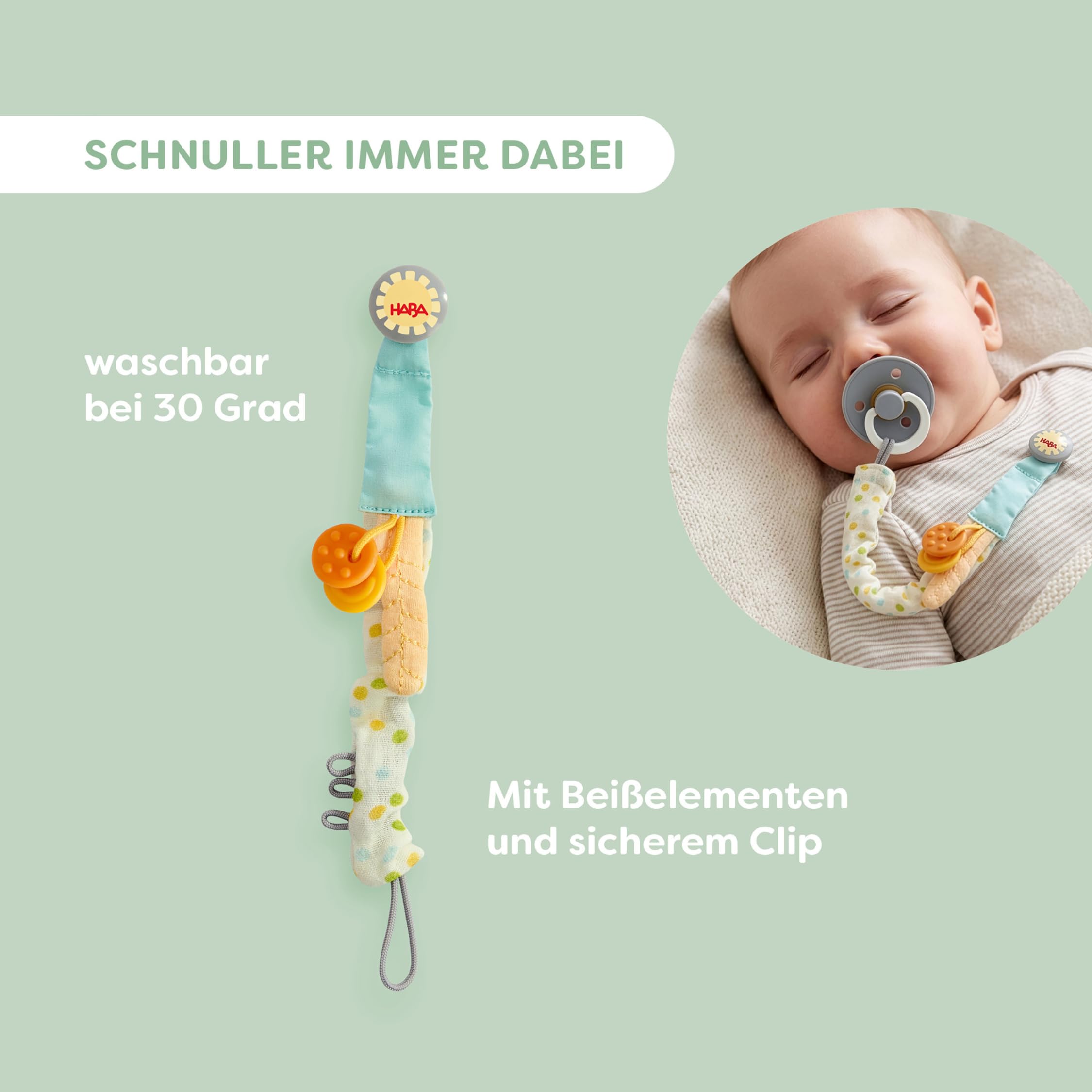 HABA Baby-Spiel-Set Gans – 4-in-1 Erstausstattung & Babygeschenk zur Geburt mit Kinderwagenkette, Schnullerkette, Greifling & Fotoalbum – Motorikspielzeug ab 0 Monate