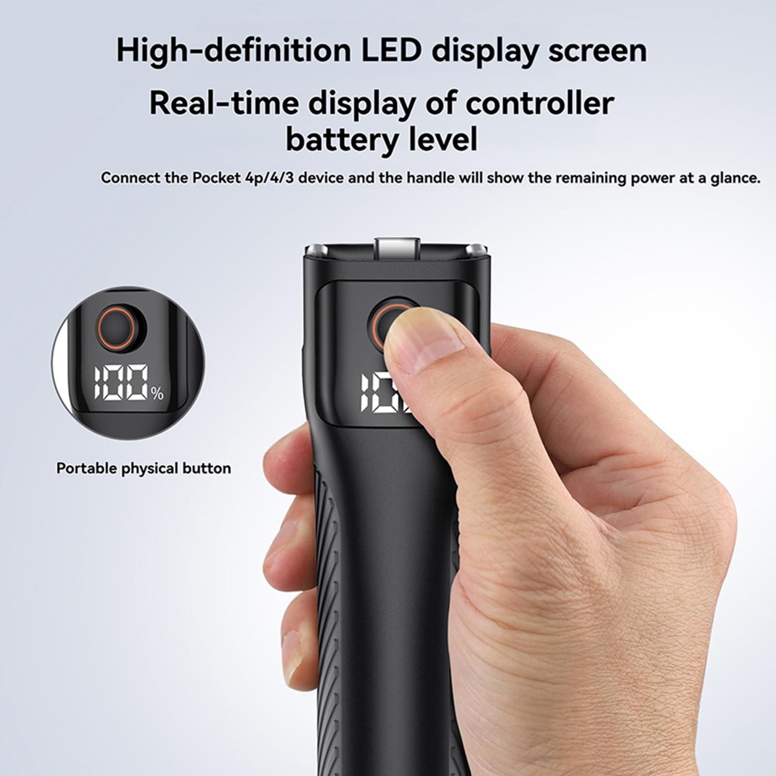 Mango de batería de 5000 mAh compatible con DJI Osmo Pocket 4P/4/3, agarre de batería portátil con agujero roscado de 1/4 pulgadas