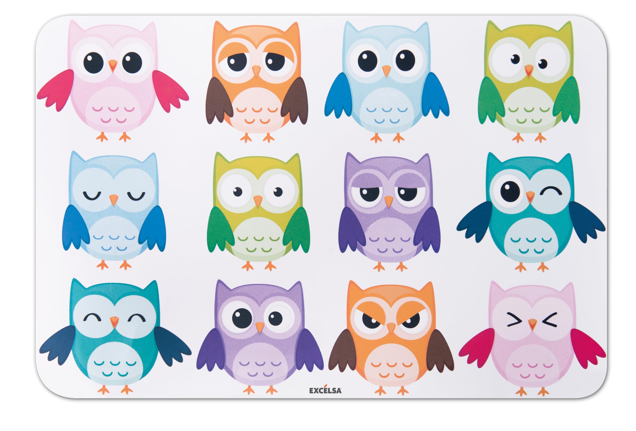 Excelsa Set de Table Chouette 43 x 28,5 cm polypropylène Multicolore