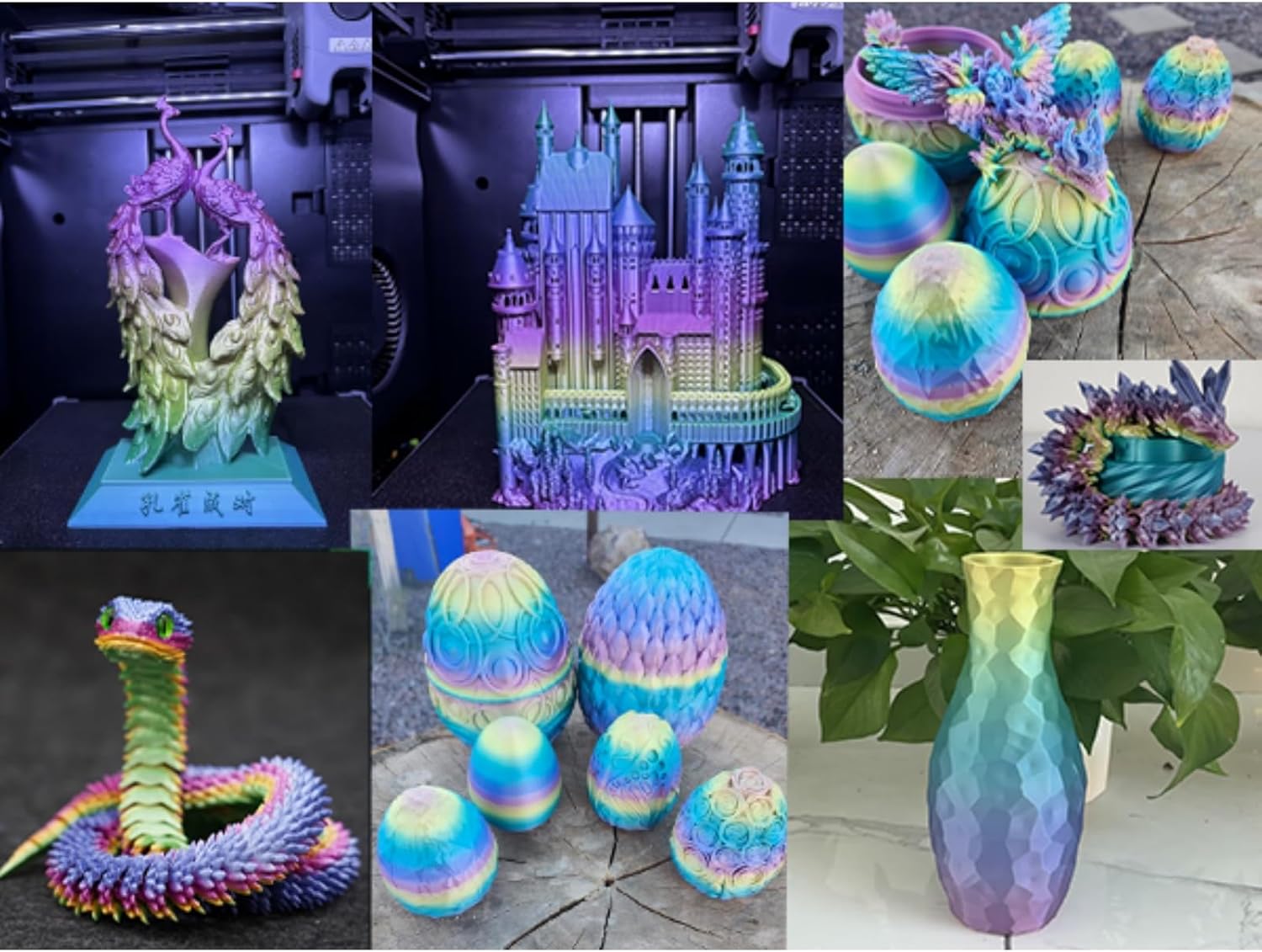 Kingroon Silk PLA Filament 1.75mm & Rainbow PLA Triple Color