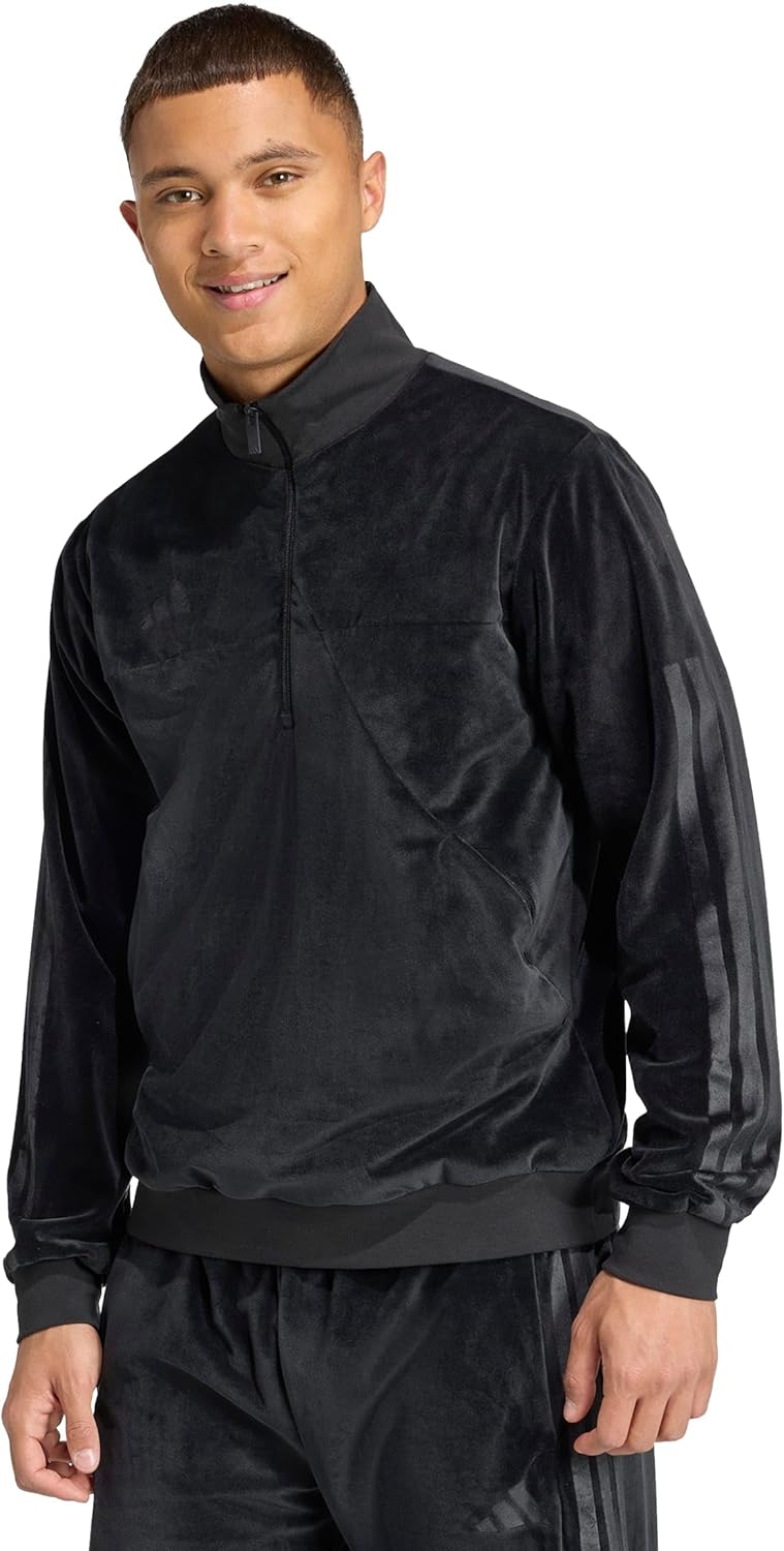 adidas mens House of Tiro Velour Half-zip Track Top
