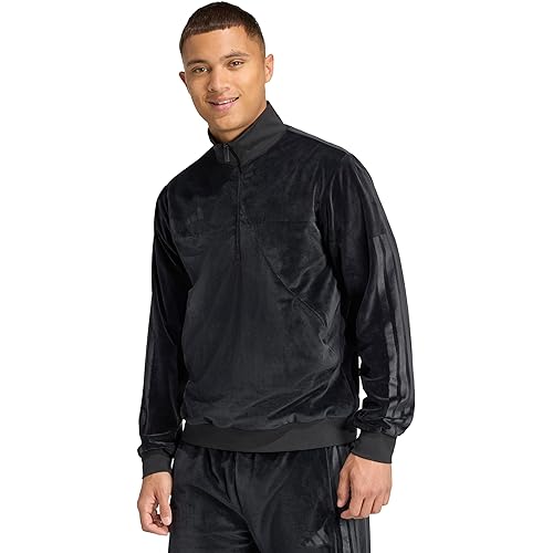 adidas mens House of Tiro Velour Half-zip Track Top