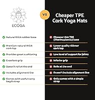 Vista 4 de Esterilla de yoga de corcho premium con marcas de alineación – Esterilla de yoga caliente antideslizante de 0.197 in de grosor – Ecológico no tóxico
