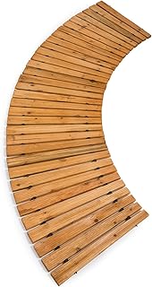 Cypress Home Plow & Hearth 6 Feet x 18 Inches Curved Outdoor Wooden Pathway for Outside | Natural Waterproof Weatherproof Hardwood Cedar Rollout Garden Pathway Walkway | Landscape Edging