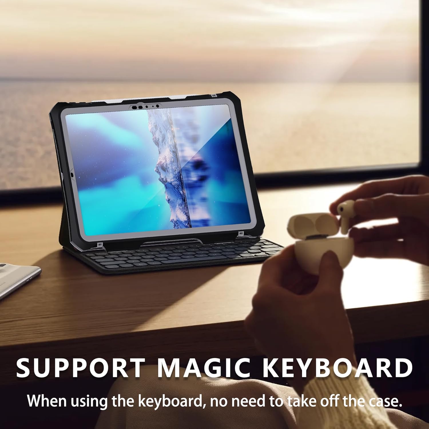 IP68 Waterproof Case for iPad Pro 11-inch M4 2024 with [Pencil Holder] [Swivel Kickstand] [Hand Grip], Shock-Dust-Proof Full-Sealing Watertight Cover Compatible with Magic Keyboard A2836/A2837