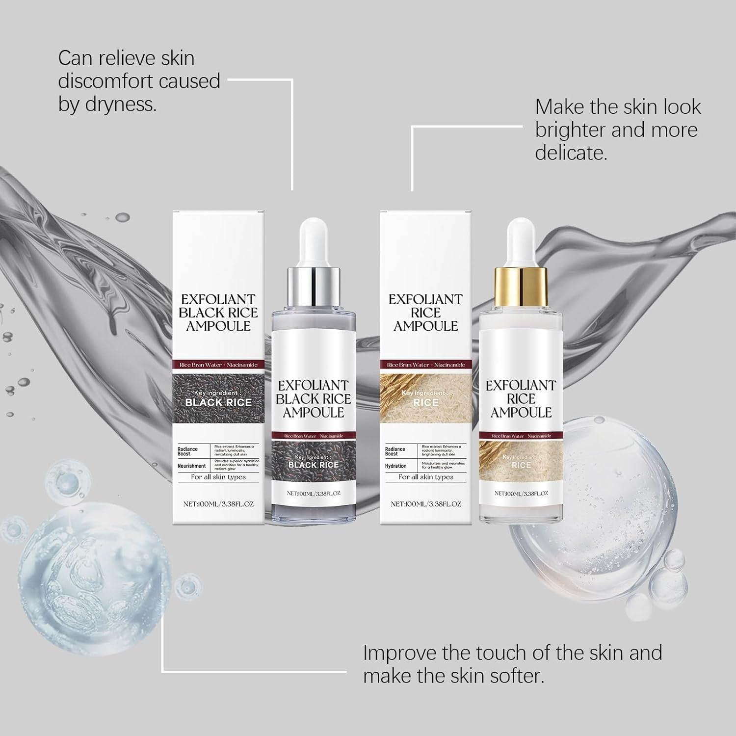 Peel Shot Glow Rice White Rice +Black Rice Soft Exfoliating Face And Body Scrub Dead Skin Cells Blackheads Remover For All Skin Types 100ml Scar Filler (Black+Yellow,100 g (Pack of 1)) - Image 2