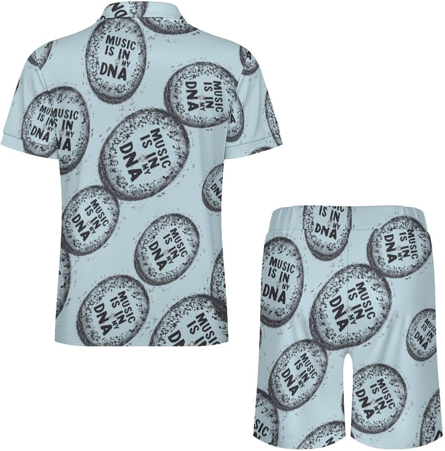 Music Is My -Dna Mens Polo Shirts Track Suits 2 Piece Short Sleeve Sweatsuit 1/4 Zip Golf Loungewear for Sports