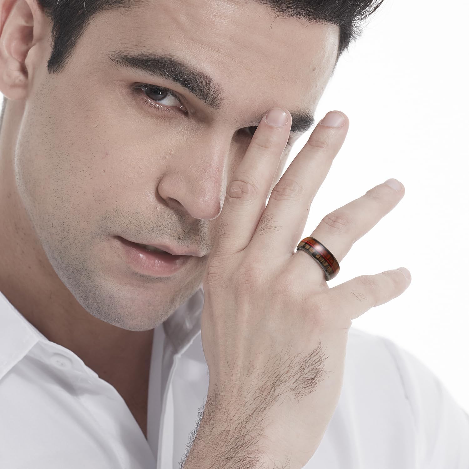 King Will Tungsten Wedding Band for Men 8mm Domed Ring Arrow/Guitar String Inlay Promise Ring for Him Comfort Fit - Image 4