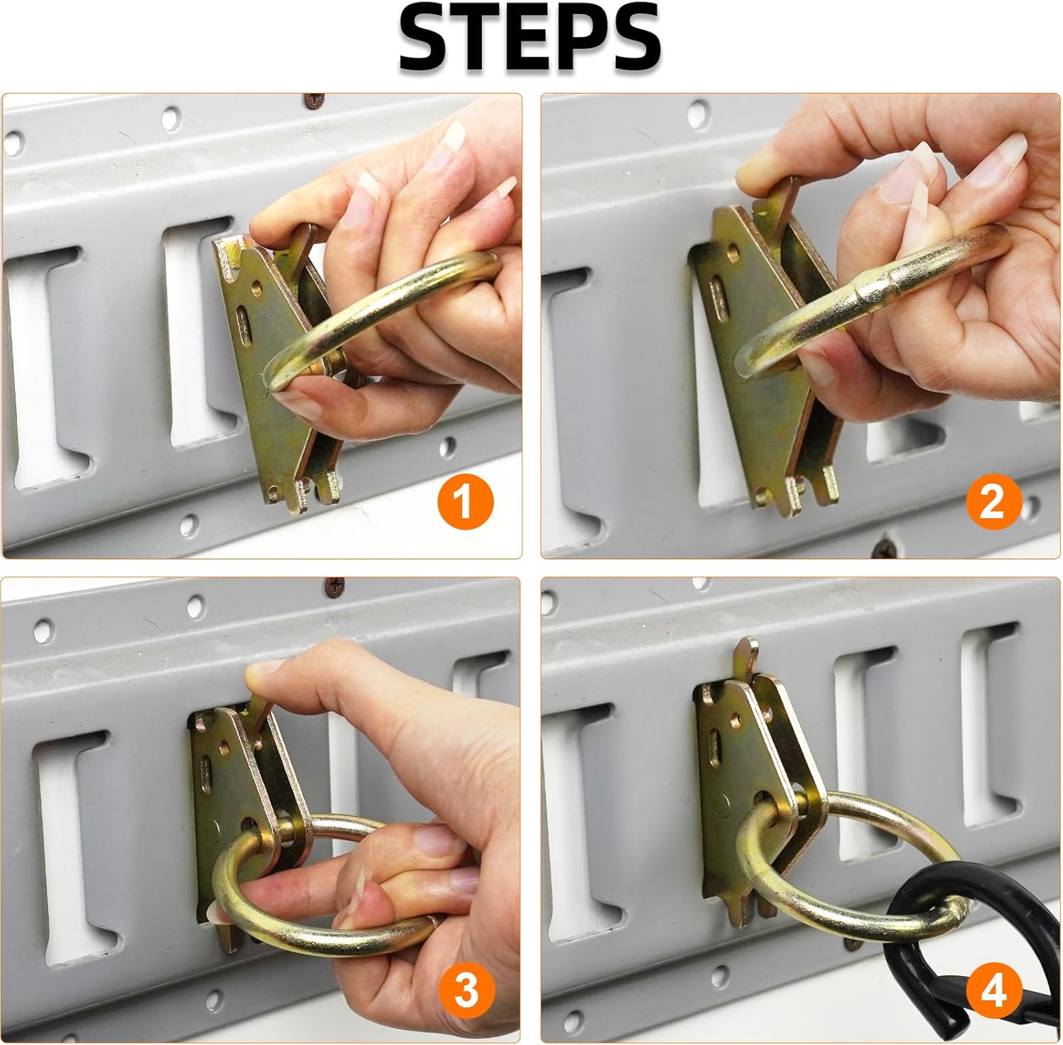 LLCC E Track O Ring Tie Down Anchors (20 Pack), Heavy Duty Steel E Track Accessories for Trailer Tie Down System, Secure Cargo in Pickup Trucks, Flatbed Trailers, Enclosed Vans