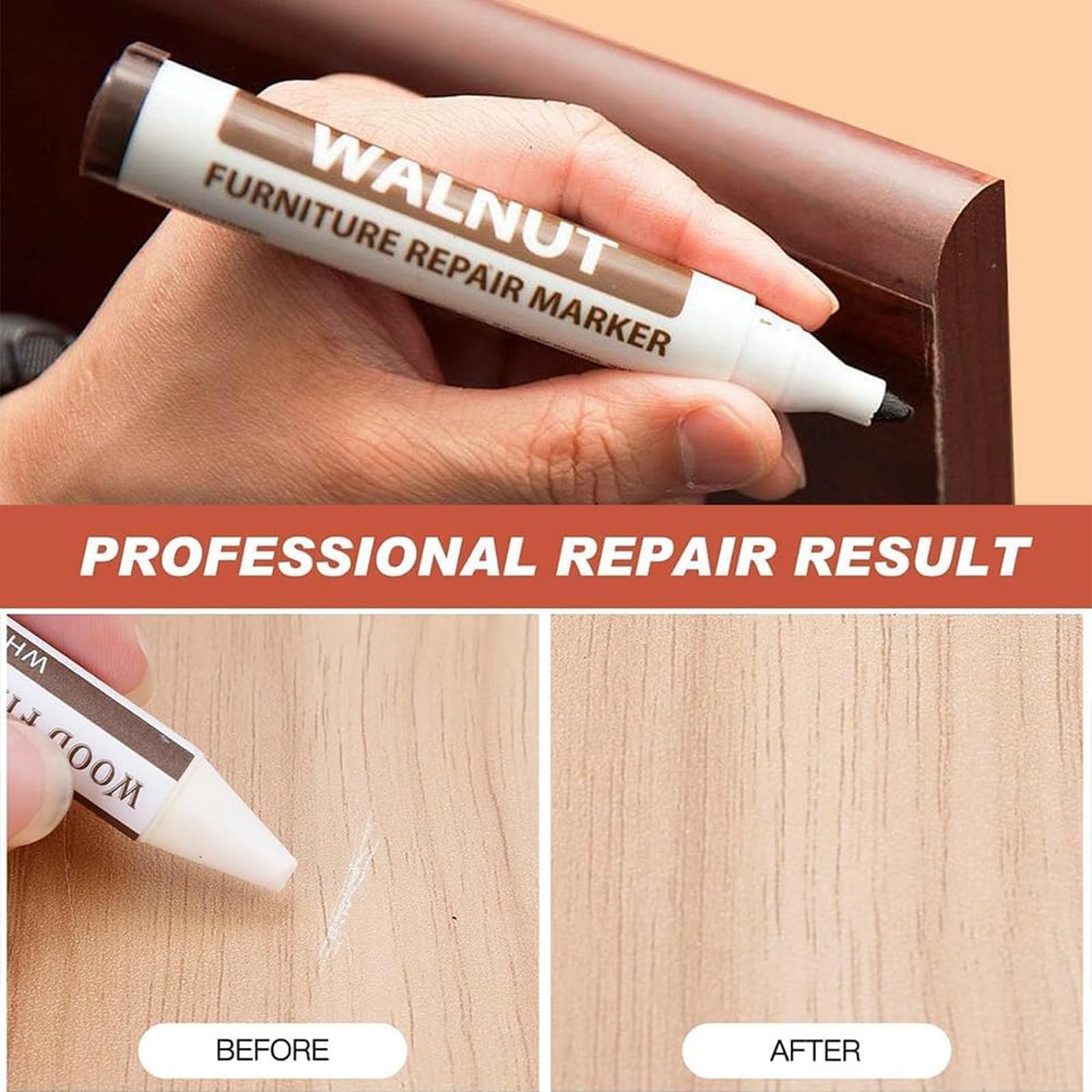 Pennarello Ritocco Legno,Parquet Ripara Graffi,Ripara Legno,Kit Riparazione Legno,Kit Riparazione Parquet,Wood Repair Kit,Floor Repair Kit,per Graffi,Macchie,Pavimenti,Armadietto,Tavolo,5 Pezzi