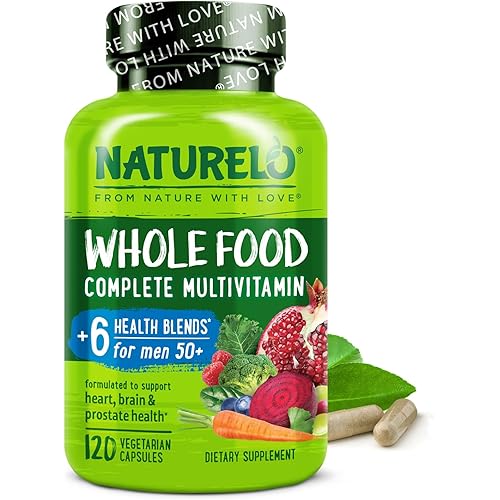 NATURELO Whole Food Multivitamin for Men 50+ - with Vitamins, Minerals, Organic Herbal Extracts - Vegan Vegetarian - for Energy, Brain, Heart and Eye Health - 120 Capsules