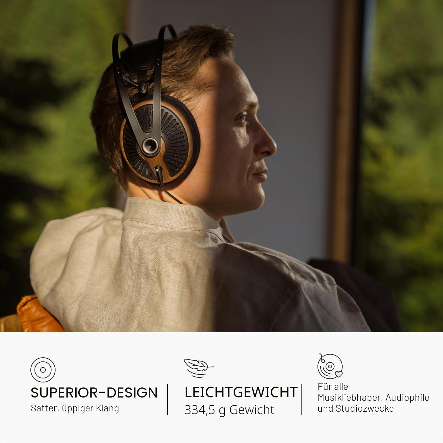 MEZE AUDIO 105 Silva Kabelgebundene Over-the-Ear-Kopfhörer, leicht, audiophil, offene Rückseite, 50 mm dynamische Treiber, niedrige Impedanz 42 Ohm, Kabel und Tragetasche im Lieferumfang enthalten