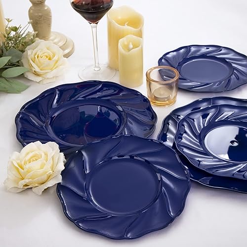 Miniatura 8 de Morejoy 60 platos de plástico de Hanukkah azul, platos desechables azules para fiesta, incluye 30 platos llanos, 30 platos de postre perfectos para