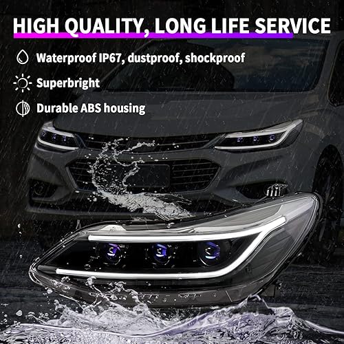 Miniatura 5 de Archaic Conjunto de faros LED para Chevrolet Chevy Cruze 2016-2020 señal de giro secuencial DRL accesorios de automóvil Chevy Cruze bombillas LED