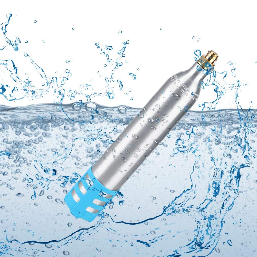 Bombola di CO2 Riutilizzabile di Ricambio per Bottiglia di Soda Ricaricabile da 0,6 Litri per Macchine per Bibite - Comoda e Durevole (Copertura in Silicone Blu)
