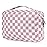 Narwey Small Hanging Travel Toiletry Bag for Women, Travel Bag for Toiletries, Checkered Makeup Bag Organizer Cosmetic Bags Make Up Bags for Girls (Dusty Pink Checkerboard)