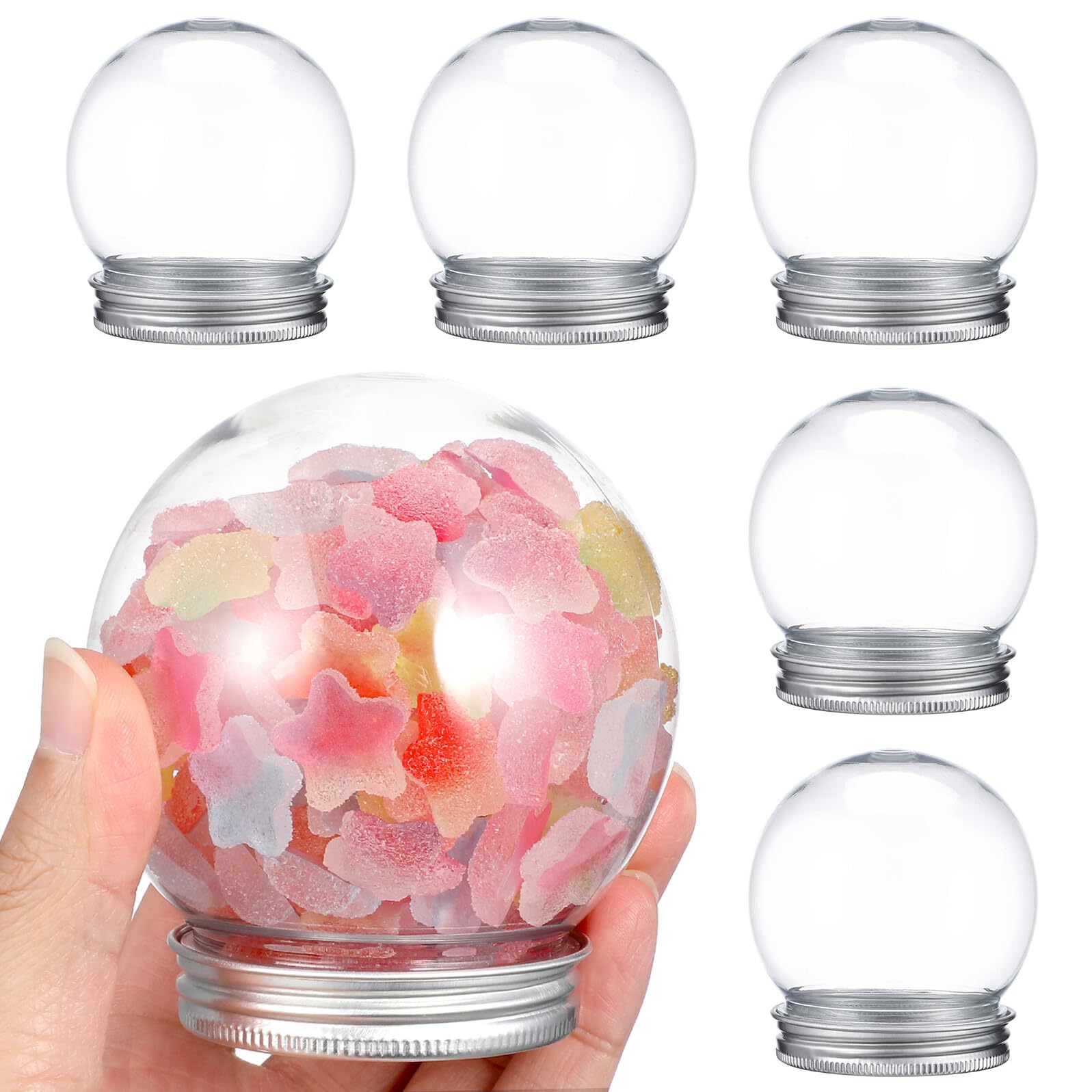 Angoily 10 Unidades de Bolas de Nieve Caseras de Plástico Transparente Tapa de Aluminio de 150 Ml Mini Bolas de Agua para Manualidades y Decoración Fiestas y Celebraciones