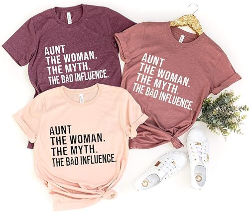 Miniatura 2 de Funny Aunt T-Shirt, Aunt T shirt, Best Auntie Ever Tee, Auntie Tee, Aunt Gift, Gift For Aunt, Aunt The Women The Myth The Bad Influence Shirt