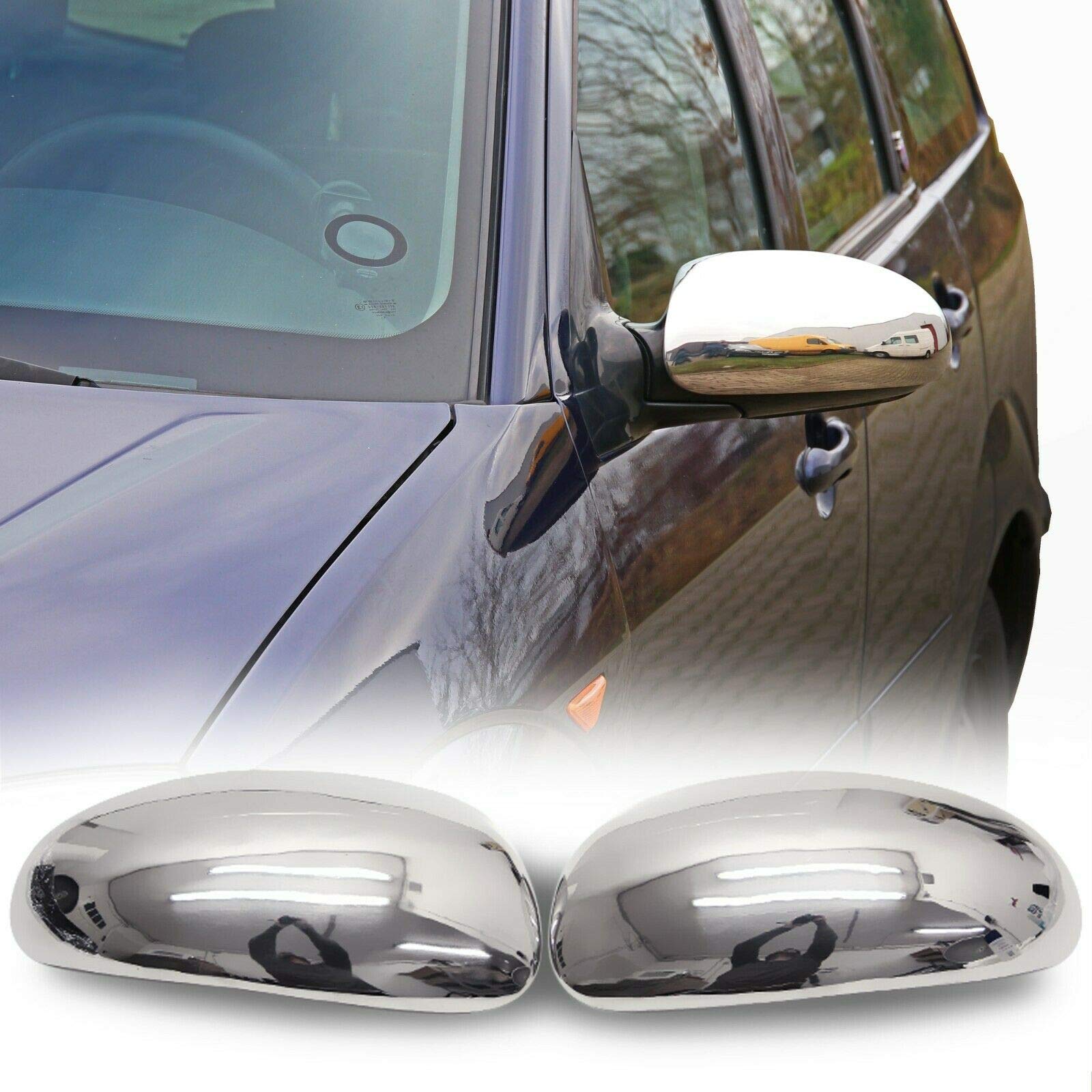 Chromowane obudowy lusterek ważne dla FORD FOCUS | 1998-2004 Stal nierdzewna 2 zestaw Zewnętrzne pokrywy lusterek