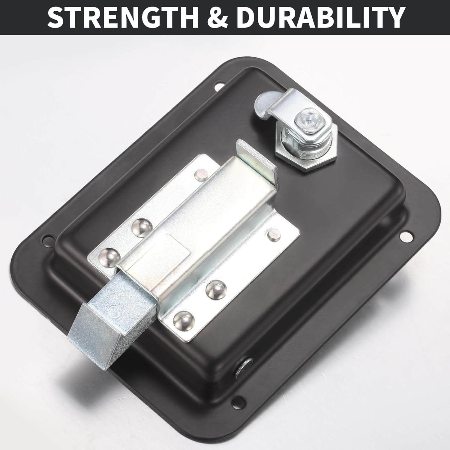 Black Truck Tool Box Lock Replacement kit, Stainless Steel Paddle Latch for Truck Bed Toolbox Handle, Trailer Door, RV, Camper, ATV, UTV, 5.85" L x 4.25" W with keys