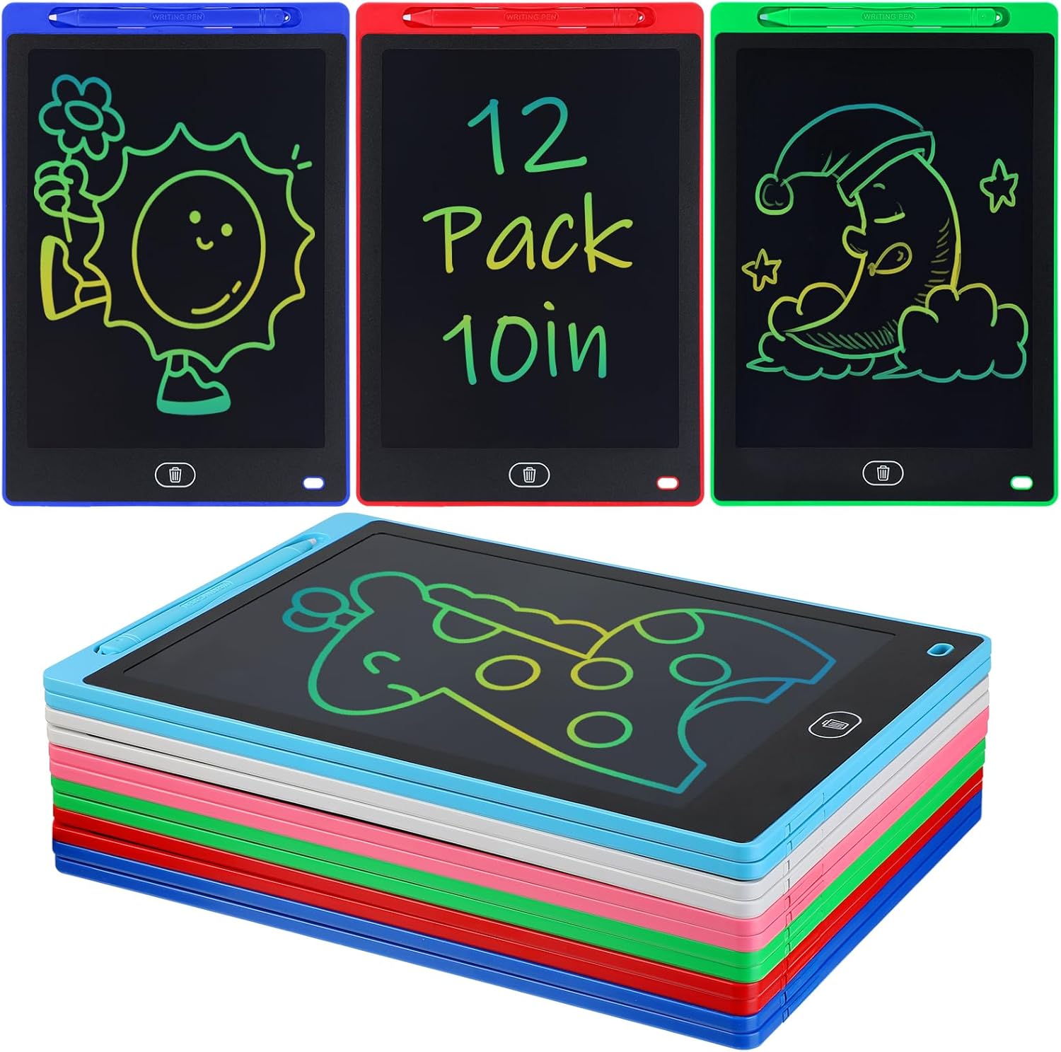 12 Pack LCD Writing Tablet for Kids Bulk – 10in Colorful Drawing Tablet Erasable Doodle Board, Educational Learning Travel Toys for 3 4 5 6 7 8 Kids, Kindergarten and Preschool Must Haves 12 Pack LCD Writing Tablet for Kids Bulk – 10in Colorful Drawing Tablet Erasable Doodle Board, Educational Learning Travel Toys for 3 4 5 6 7 8 Kids, Kindergarten and Preschool Must Haves