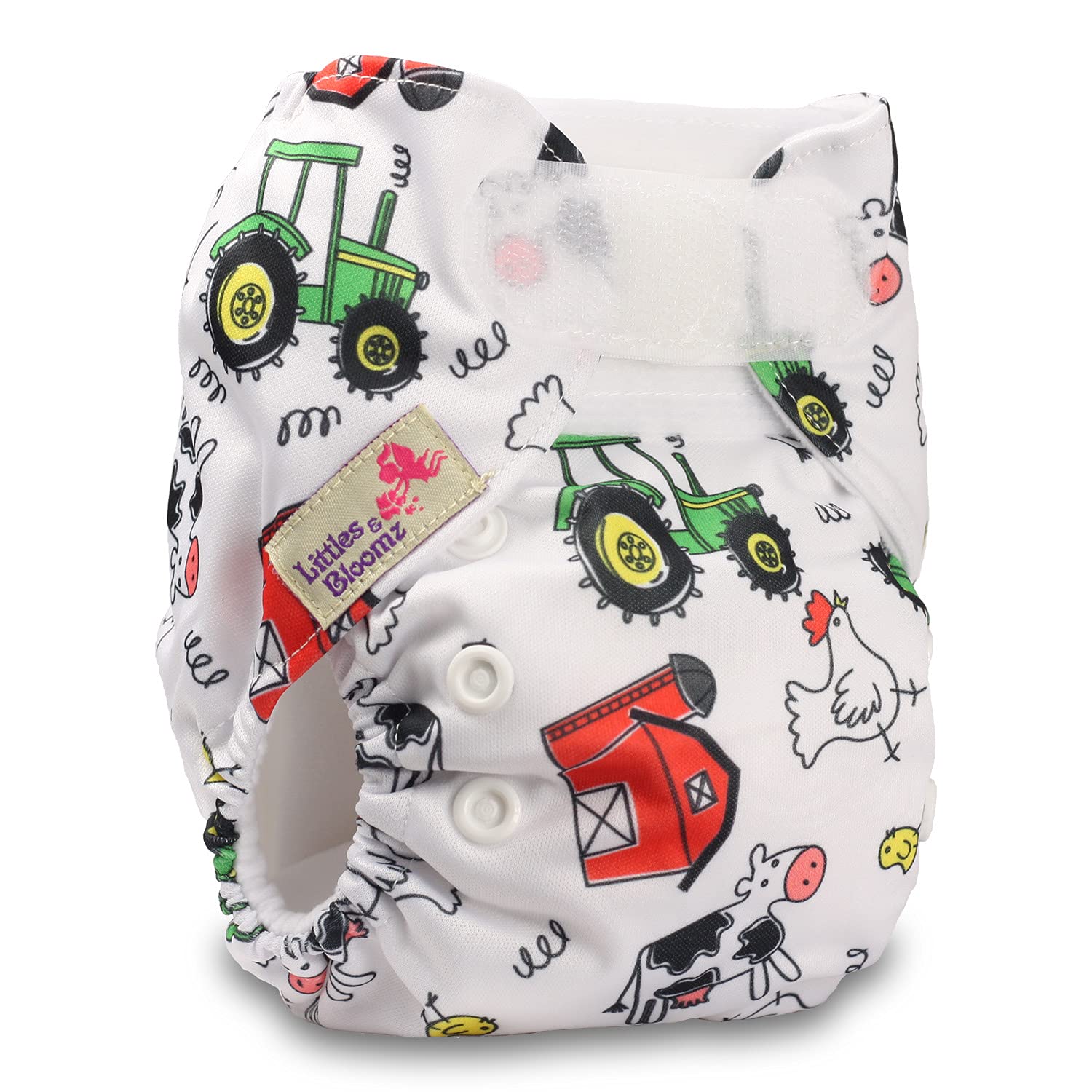 Littles & Bloomz, Newborn Premature Reusable Pocket Cloth Nappy, 1 Nappy, 2 Microfibre Inserts, Design 16