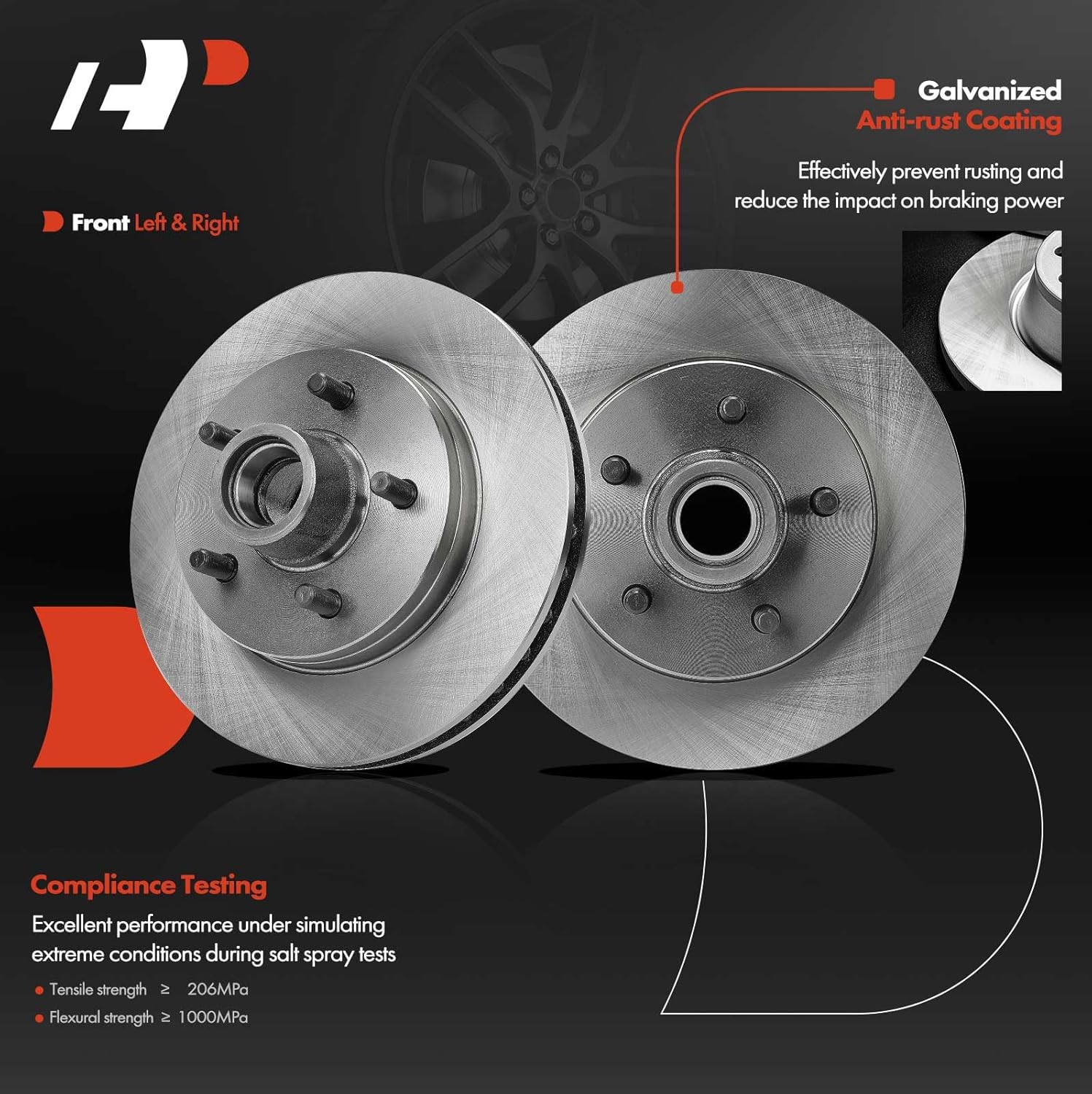A-Premium 11.61 inch (295mm) Front Vented Disc Brake Rotors + Ceramic Pads Kit Compatible with Select Chevrolet, GMC Models - Tahoe, Express 1500, C1500, C1500 Suburban, Yukon, Savana 1500, 6-PC Set