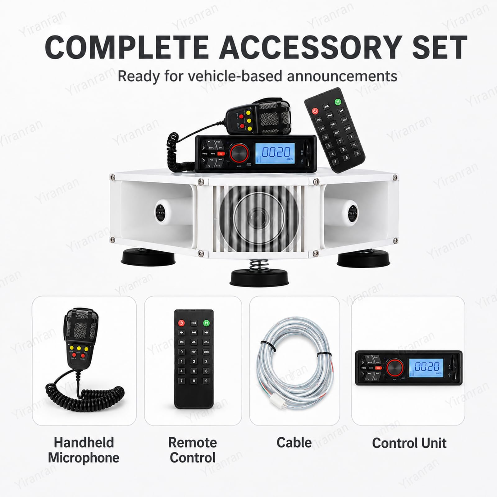 Altoparlante Pubblicitario da Tetto per Esterni con Amplificatore Bluetooth, Megafono per Auto, Microfono, Telecomando E Riproduzione delle Registrazioni, 4 Tweeter + 4 Woofer 400w