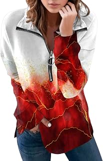 EYNMVR Sweatshirts for Women Uk Graphic Print Letter Graphic Pullover Blouses Tops Crew Neck Half Zipper Long Sleeve Jumpers Sweatshirts Quarter Zip Cute Clothes