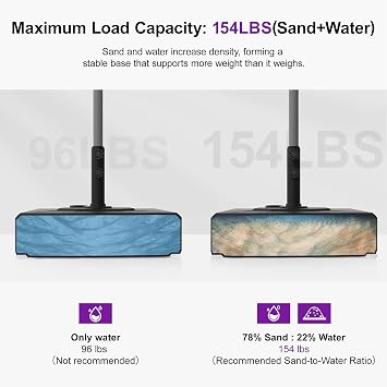 PURPLE LEAF Outdoor Market Umbrella Stand Base with Wheels HDPE 154 lbs | Fillable Umbrella Stand with Wheels, Sturdy Construction, Smooth Mobility, Weather Resistant HDPE, for Patio, Deck, Garden