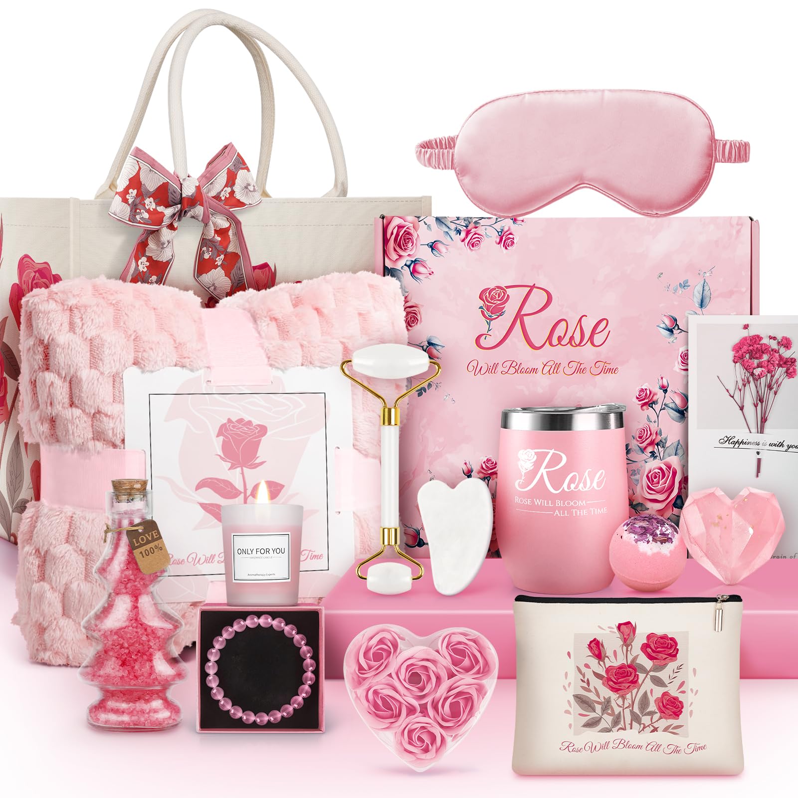 BOKIAVATE Birthday Pamper Gifts for Women, Get Well Soon Gifts Package, Self Care Wellbeing Relaxing Care Package, Birthday Gift Basket for Women,