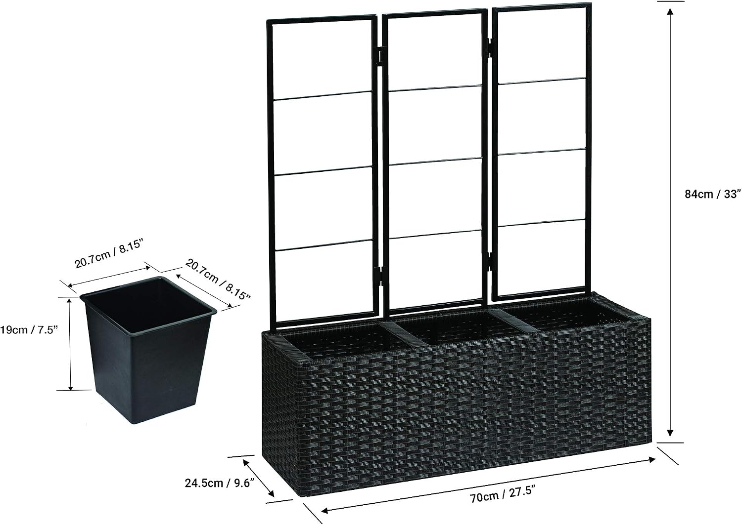 Amazon Basics Compact Wicker Planter with Trellis - Brown, 27.5" x 9.64" x 33.07"
