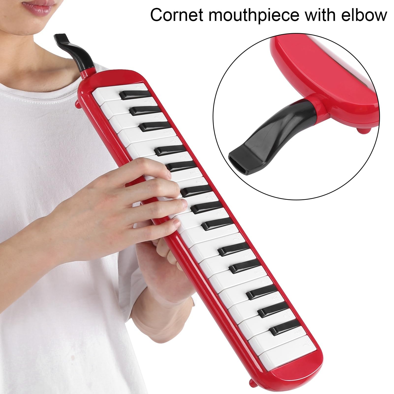 Irin Melodica 32 Instrumento de Viento Key, Amigable para Principiantes con Boquilla de Corneta y Bolso Duradero para Educación Musical y Rendimiento Profesional (Rojo)
