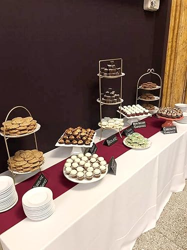 Miniatura 8 de Paquete de 24 caminos de mesa burdeos de 12 x 72 pulgadas de satén de alta calidad, camino de mesa sedoso brillante para decoración de fiestas de