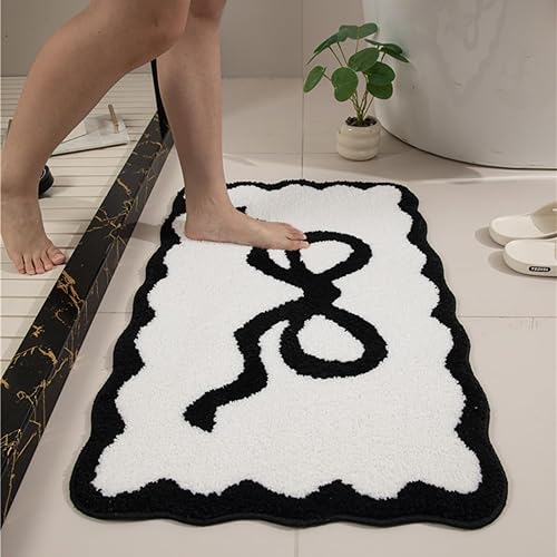 Miniatura 2 de Tapete de baño de 26 x 18 pulgadas, suave y absorbente, lavable a máquina, tapetes de microfibra para bañeras, lavabos y duchas, color negro