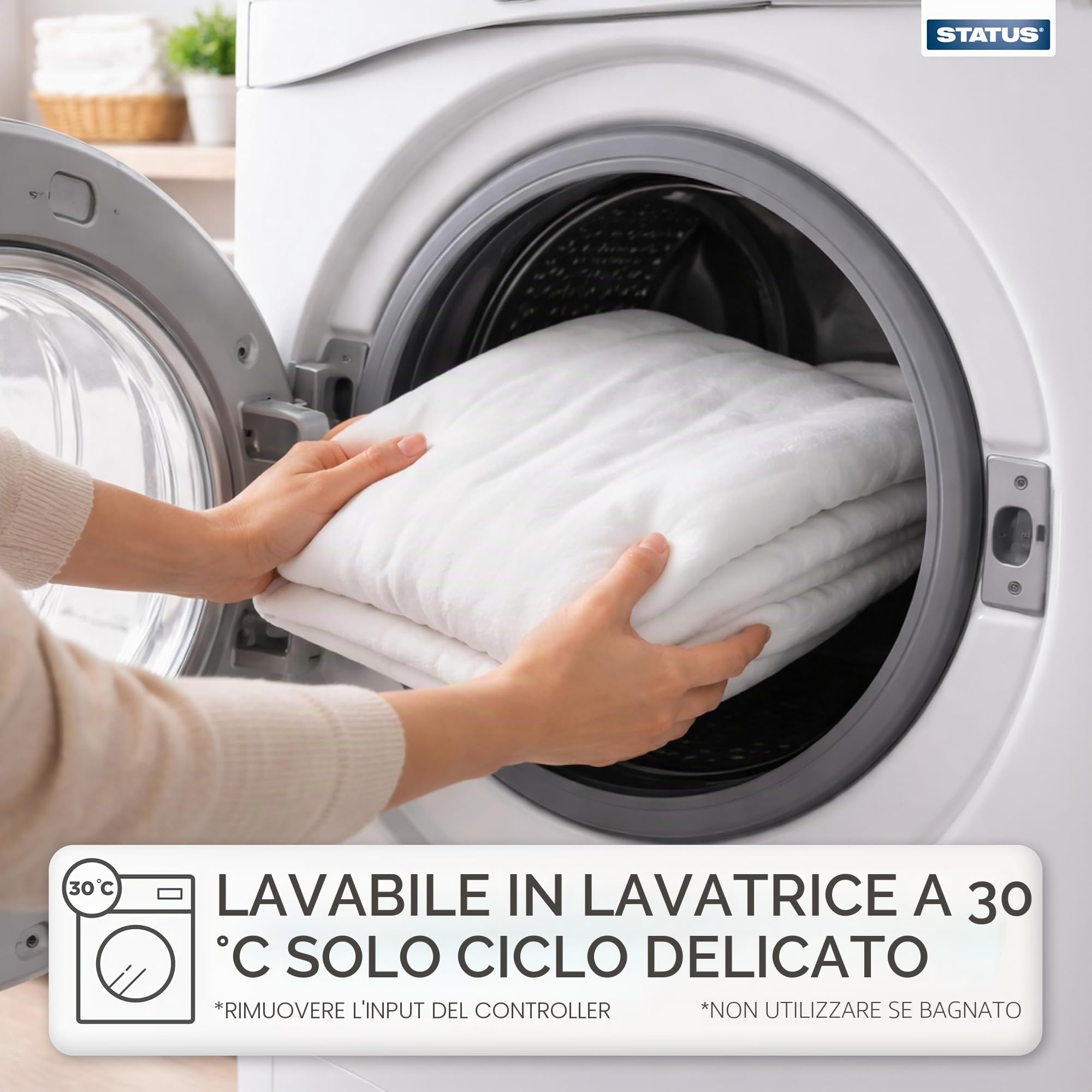 Status Electric - Coperta elettrica ad intensità Regolabile con Protezione Anti-surriscaldamento, Bianco, King