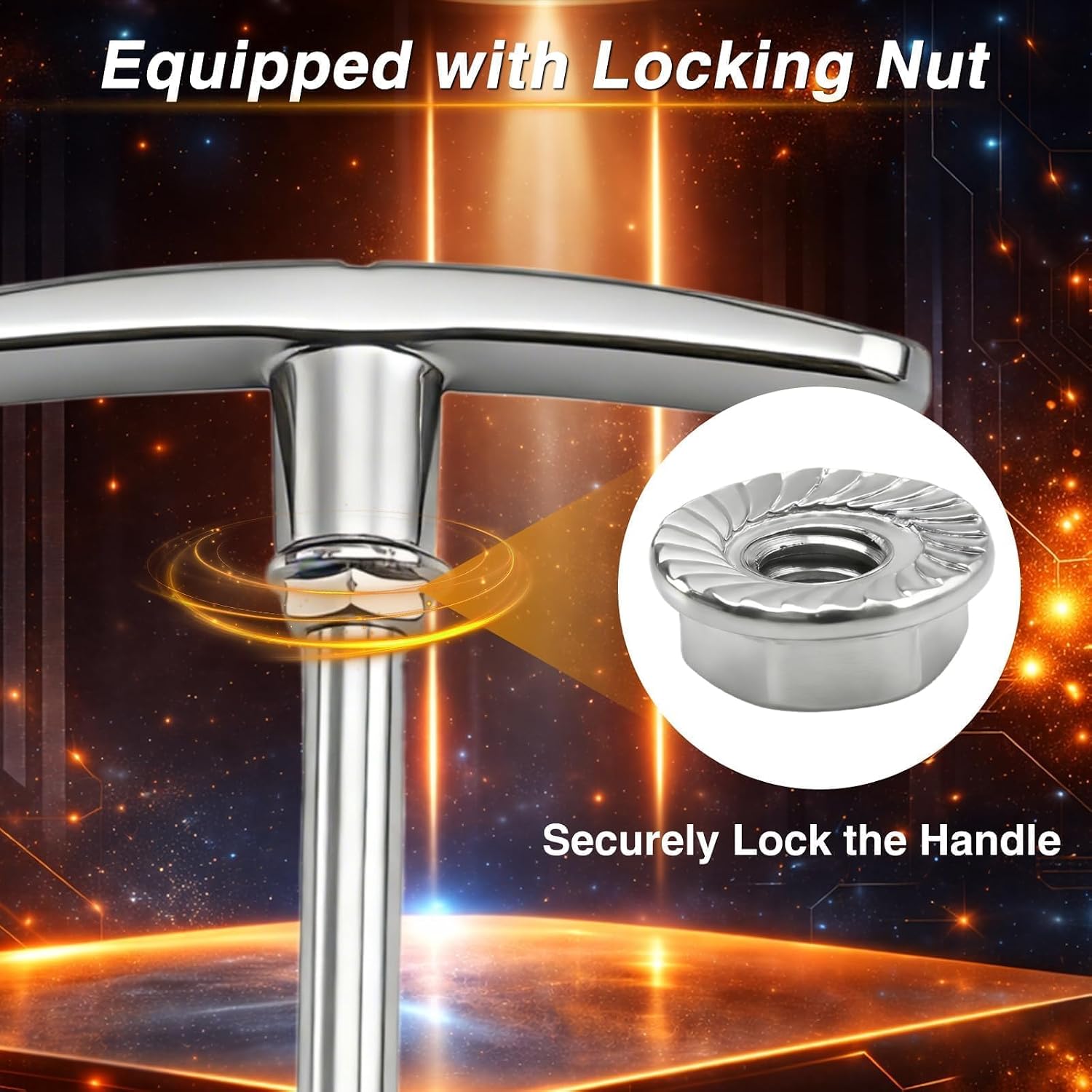Upgraded RV Waste Valve Handle with Locking Nut Fits 1 1/2" and 3" RV Sewer Dump Valves Compatible with Valterra Dump Valves, 304 Stainless Steel (2 Pack)