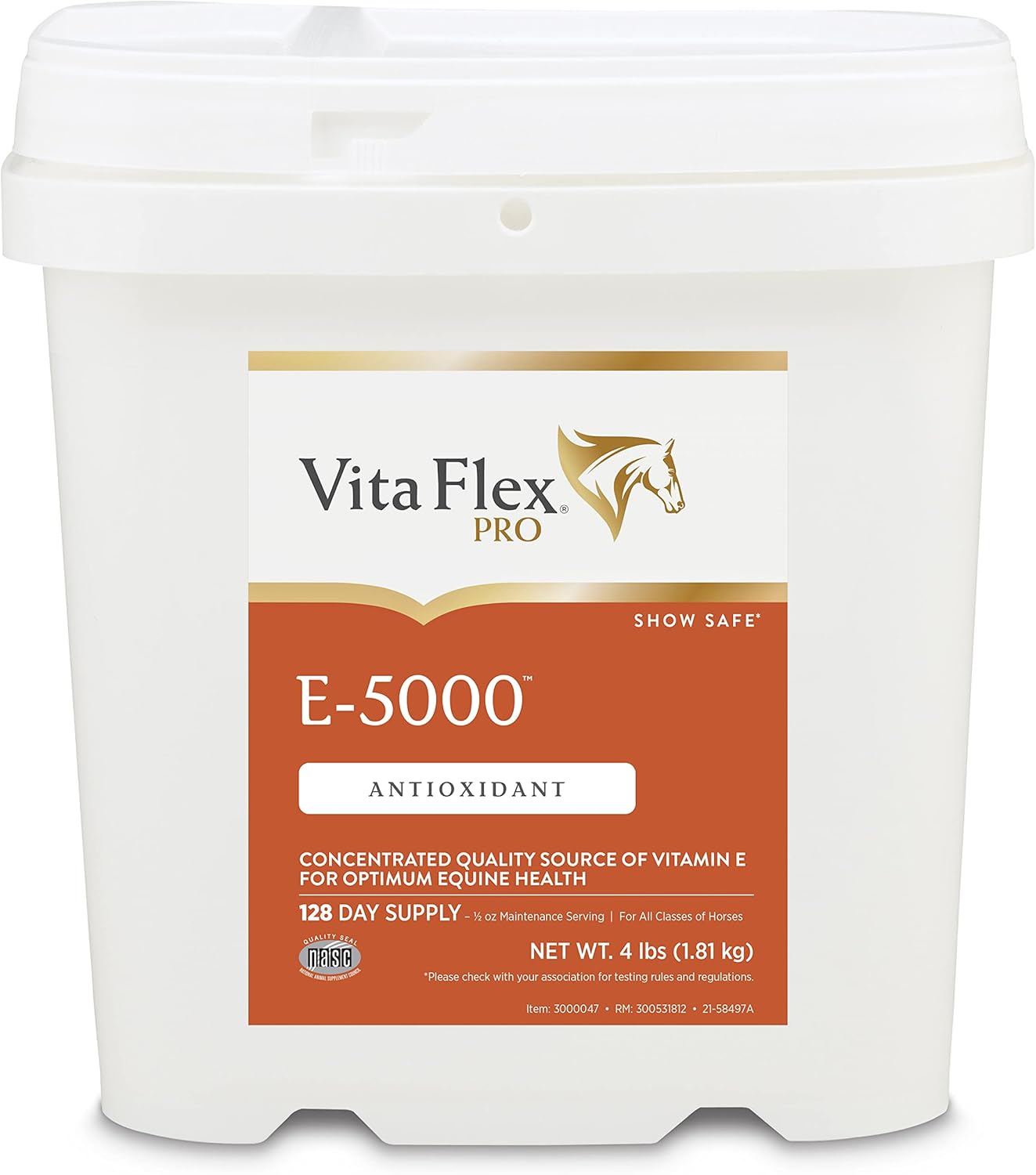 Vita Flex Pro E-5000 Vitamina E de caballo de alta calidad 4 libras suministro para 128 días