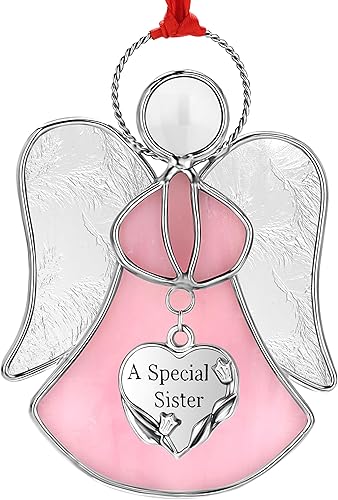 Atrapasoles de Vidrio Emplomado de Ángel, Ornamento Atrapasoles de Metal Decorativo para Ventanas Interiores, Regalos para Amigos, Mamá, Maestra,